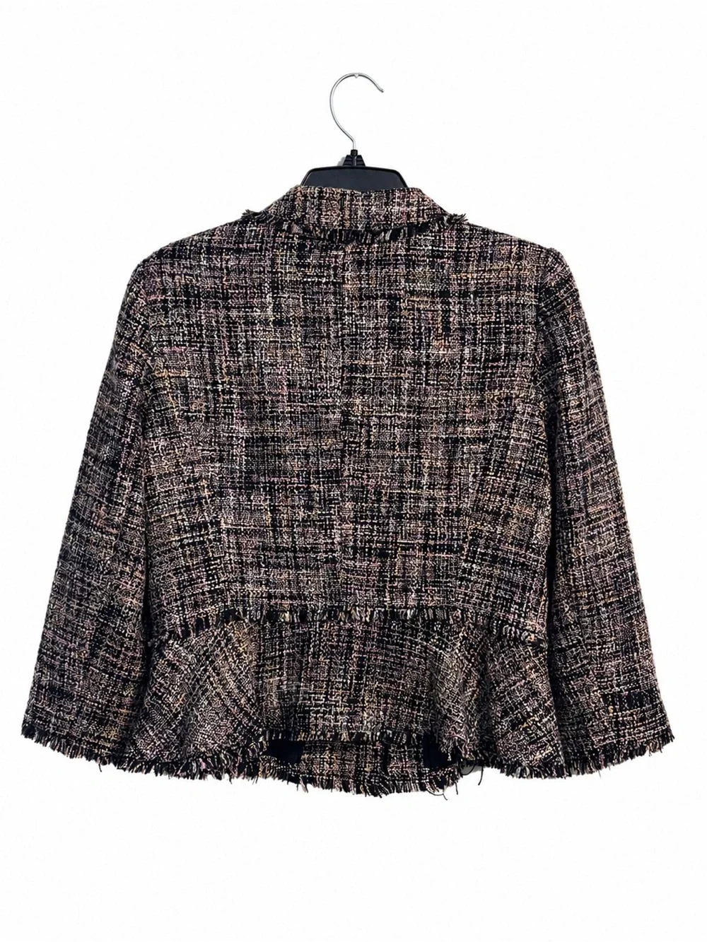 Ivanka Trump Tweed Fringe Blazer Jacket Pink Black White Women’s Size 10 - Picture 2 of 4